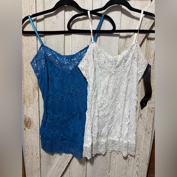 Vanity Tops - Vintage Vanity Crinkle Metallic Tank Tops